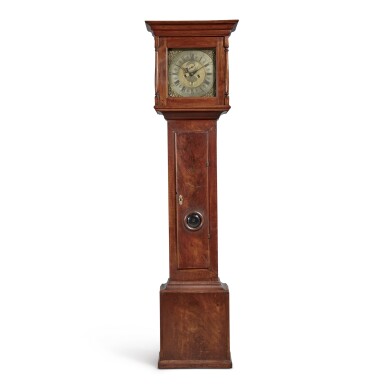 View full screen - View 1 of Lot 160. The Furness Family Very Rare Queen Anne Figured Walnut Tall Case Clock, Works by William Furniss, Mill Creek Hundred, Delaware, Circa 1739-1749.