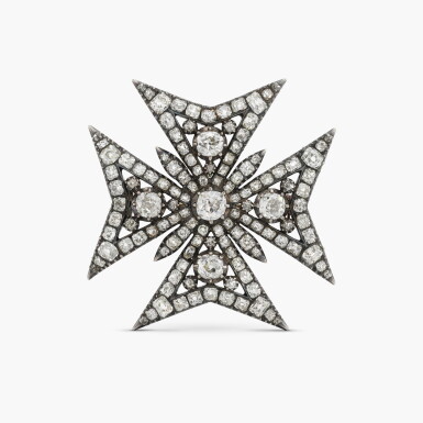 View full screen - View 1 of Lot 72. Diamond Maltese Cross Pendant/Brooch.