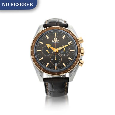 View full screen - View 1 of Lot 801. OMEGA | REFERENCE 321.90.42.50.13.002 BROAD ARROW A STAINLESS STEEL AND PINK GOLD AUTOMATIC CHRONOGRAPH WRISTWATCH WITH DATE, CIRCA 2015.