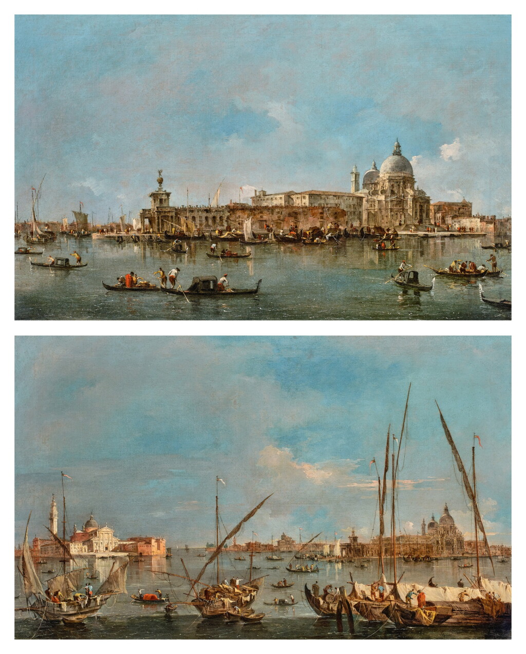 View full screen - View 1 of Lot 19. Venice, A View of the Punta della Dogana and the Church of Santa Maria della Salute; Venice, A View of the Churches of San Giorgio Maggiore and Santa Maria della Salute.