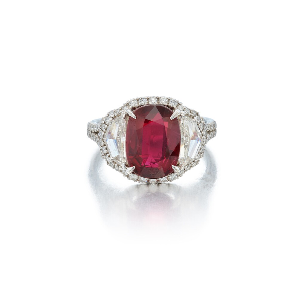 View full screen - View 1 of Lot 400. Ruby and Diamond Ring.