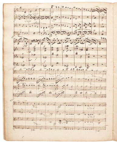 View full screen - View 1 of Lot 35. F. Mendelssohn. Corrected manuscript of the String Quartet op.12, with a letter about it to Ferdinand David, 1830.