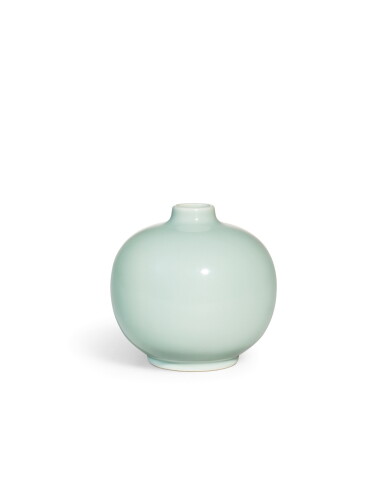 View full screen - View 1 of Lot 3638. A rare celadon-glazed jar, Mark and period of Yongzheng | 清雍正 粉青釉小口罐 《大清雍正年製》款.