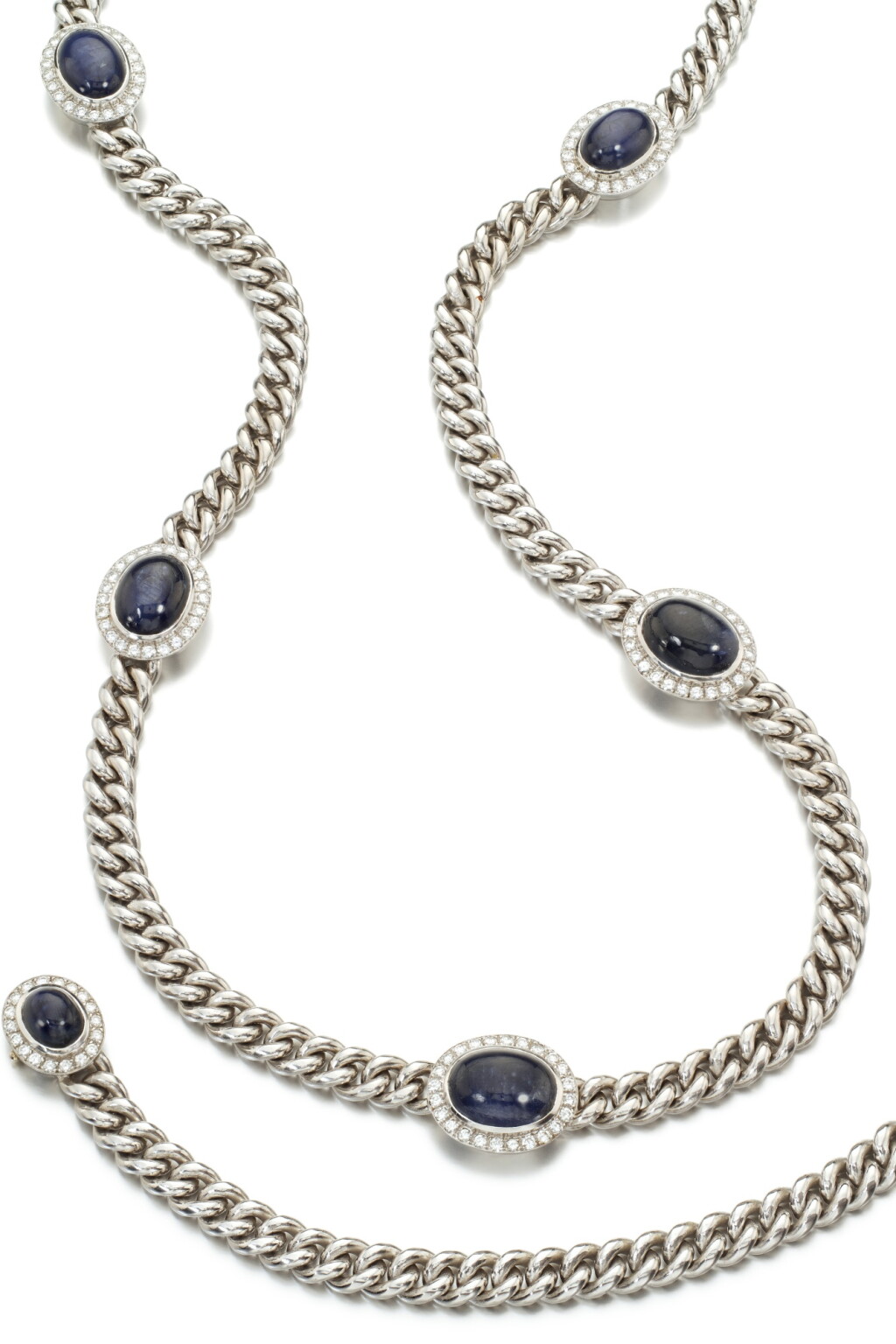 View full screen - View 1 of Lot 656. Sapphire and Diamond Demi-Parure.