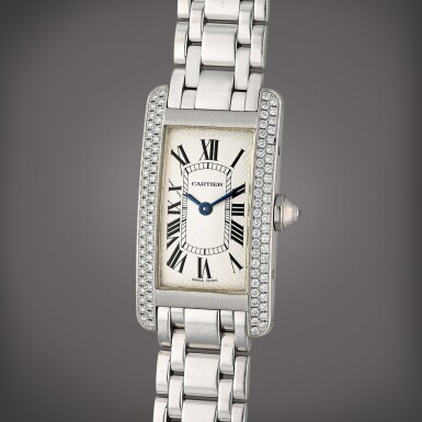 View full screen - View 1 of Lot 264. Reference 2489 Tank Americaine | A white gold and diamond-set wristwatch with bracelet, Circa 2000.