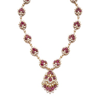 View full screen - View 1 of Lot 372. Impressive ruby and diamond necklace/brooch | M. Gérard | 紅寶石配鑽石項鏈/別針.