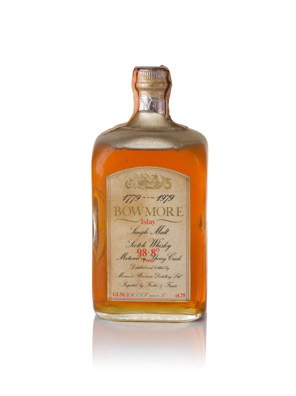 View full screen - View 1 of Lot 41. Bowmore Bicentenary 1779 to 1979 Fecchio and Frassa 56.2 abv NV .