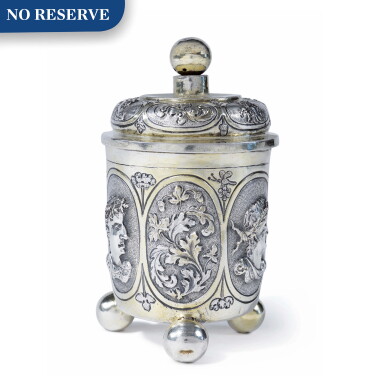 View full screen - View 1 of Lot 85. A GERMAN PARCEL-GILT SILVER COVERED BEAKER, CHRISTOPH BEER, NUREMBERG, CIRCA 1690.