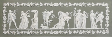 View full screen - View 1 of Lot 131. A Wedgwood green dip jasper rectangular plaque, 19th century.
