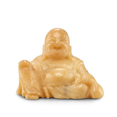 View full screen - View 1 of Lot 2013. A soapstone figure of Budai, 20th century 二十世紀 芙蓉石雕布袋和尚坐像.