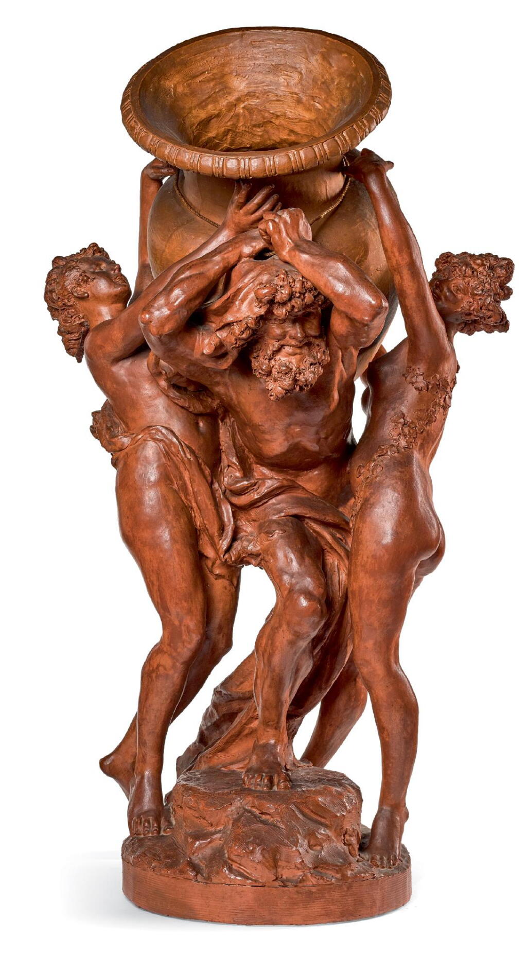View full screen - View 1 of Lot 30. ALBERT-ERNEST CARRIER-BELLEUSE | DEUX BACCHANTES ET UN HERCULE PORTANT UN VASE (TWO BACCHANTES AND HERCULES SUPPORTING AN AMPHORA).