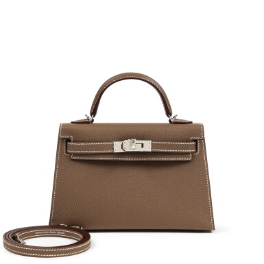View full screen - View 1 of Lot 347. Etoupe Epsom Mini Kelly II 20 Palladium Hardware, 2024.