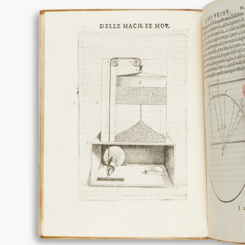 View full screen - View 1 of Lot 28. Hero of Alexandria — Bernardino Baldi (trans.) | De gli automati, overo machine se moventi, Venice, 1589, first edition, contemporary vellum.