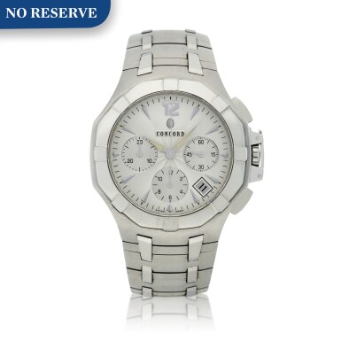 View full screen - View 1 of Lot 195. Reference 14.H7.1892 Saratoga A stainless steel automatic chronograph bracelet watch with date, Circa 2004.