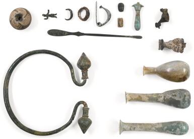 View full screen - View 1 of Lot 174. A MISCELLANEOUS GROUP OF BRONZE ANTIQUITIES, VARIOUS DATES.