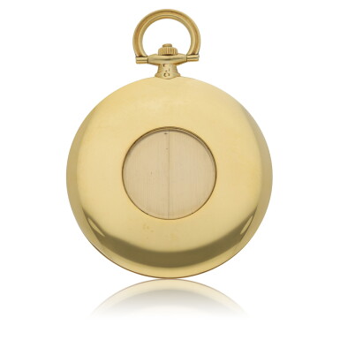 View full screen - View 1 of Lot 43. CARTIER, PARIS | A YELLOW GOLD WATCH WITH CONCEALED GUILLOTINE DIAL CIRCA 1930.