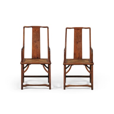 View full screen - View 1 of Lot 51. A very rare pair of 'huanghuali' 'Southern Official's Hat' armchairs (Nanguanmaoyi), Qing dynasty, Kangxi period .