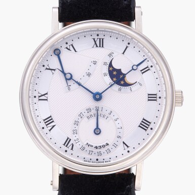 View full screen - View 1 of Lot 331. Classique, Reference 3137 | A white gold wristwatch with date, moon phases and power reserve indication | Circa 2005.