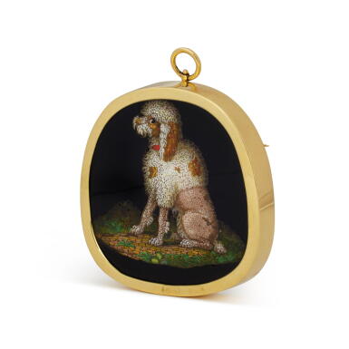 View full screen - View 1 of Lot 54. An Italian Gold-Mounted Micromosaic Brooch Pendant, Circa 1840.
