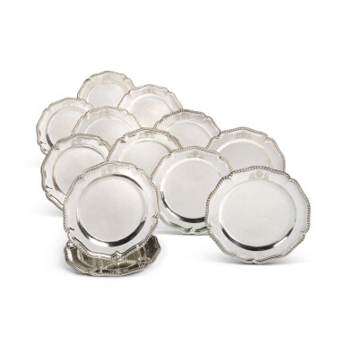View full screen - View 1 of Lot 191. A Set of Twelve George III Silver Dinner Plates, Frederick Kandler, London, 1761.