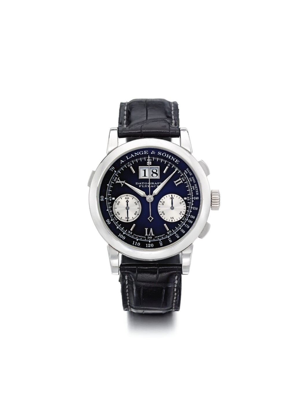 View full screen - View 1 of Lot 55. A. LANGE & SÖHNE | REFERENCE 403.035 DATOGRAPH FLYBACK A PLATINUM FLYBACK CHRONOGRAPH WRISTWATCH WITH DATE, CIRCA 2000.