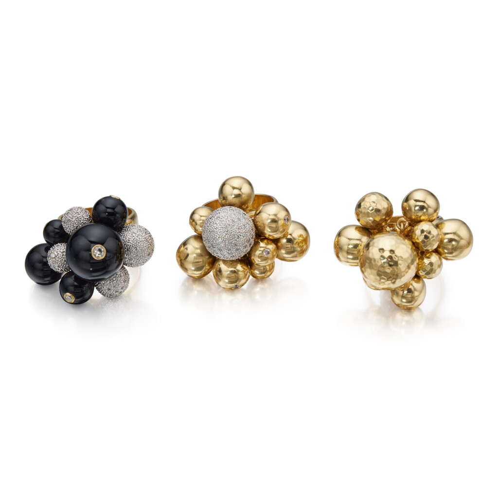View full screen - View 1 of Lot 450. Two Gold and Gem-Set Rings and a Gold Ring.
