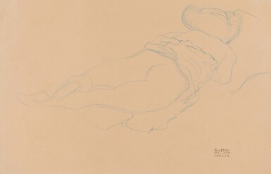 View full screen - View 1 of Lot 37. Auf dem Bauch liegender Halbakt nach rechts (Semi-Nude Lying on her Stomach turned to the Right).