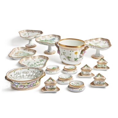 View full screen - View 1 of Lot 765. A Group of Royal Copenhagen 'Flora Danica' Serving Wares, 20th Century.
