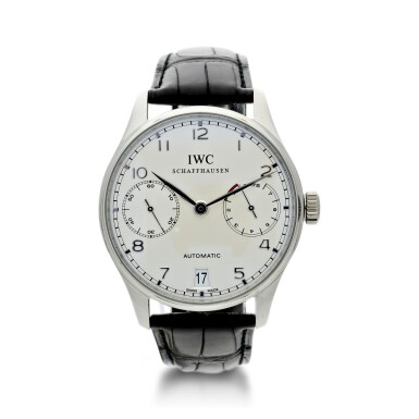 View full screen - View 1 of Lot 95. REFERENCE 5001-04 PORTUGIESER A LIMITED EDITION PLATINUM AUTOMATIC WRISTWATCH WITH DATE AND 7-DAY POWER RESERVE, CIRCA 2005.