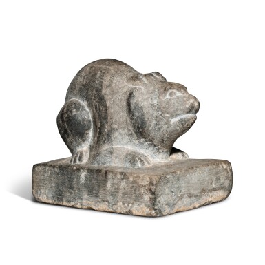 View full screen - View 1 of Lot 16. A limestone rat-form weight, Tang dynasty.