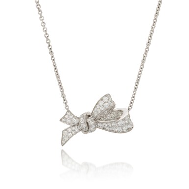 View full screen - View 1 of Lot 110. Diamond Pendant Necklace, 'Tilda's Bow' .