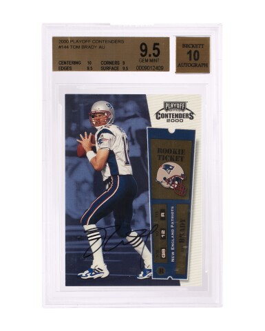 View full screen - View 1 of Lot 12. 2000 Playoff Contenders Rookie Ticket Autograph #144 Tom Brady BGS 9.5/Autograph 10 | Rookie Card | Gem Mint | On-Card Autograph.