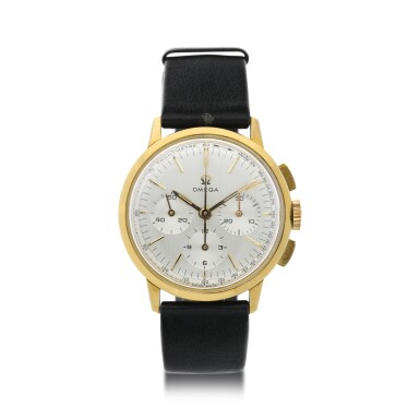 View full screen - View 1 of Lot 140. OMEGA | REFERENCE 101.010 A YELLOW GOLD CHRONOGRAPH WRISTWATCH, CIRCA 1965.
