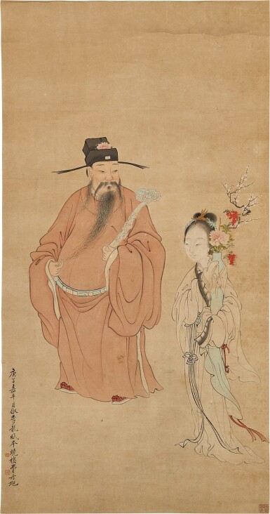 View full screen - View 1 of Lot 2663. 費丹旭 富貴如意|Fei Danxu, Immortals.