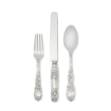 View full screen - View 1 of Lot 55. An American Silver Chrysanthemum Pattern Flatware Service, Tiffany & Co., New York, Late 19th Century.