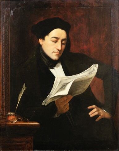 View full screen - View 1 of Lot 65. Portrait of a musician reading a score .