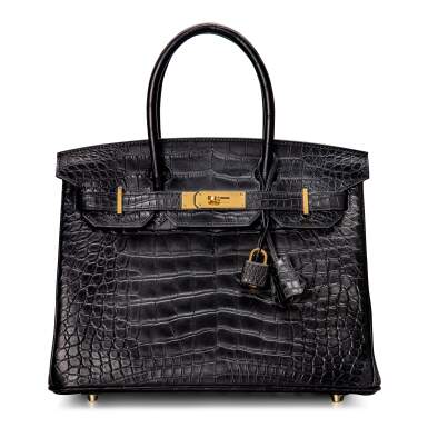 View full screen - View 1 of Lot 1865. Black Matte Alligator Birkin 30 Gold Hardware, 2017 | 愛馬仕 | 黑色啞光短吻鱷皮30公分柏金包配鍍金金屬件,2017年.