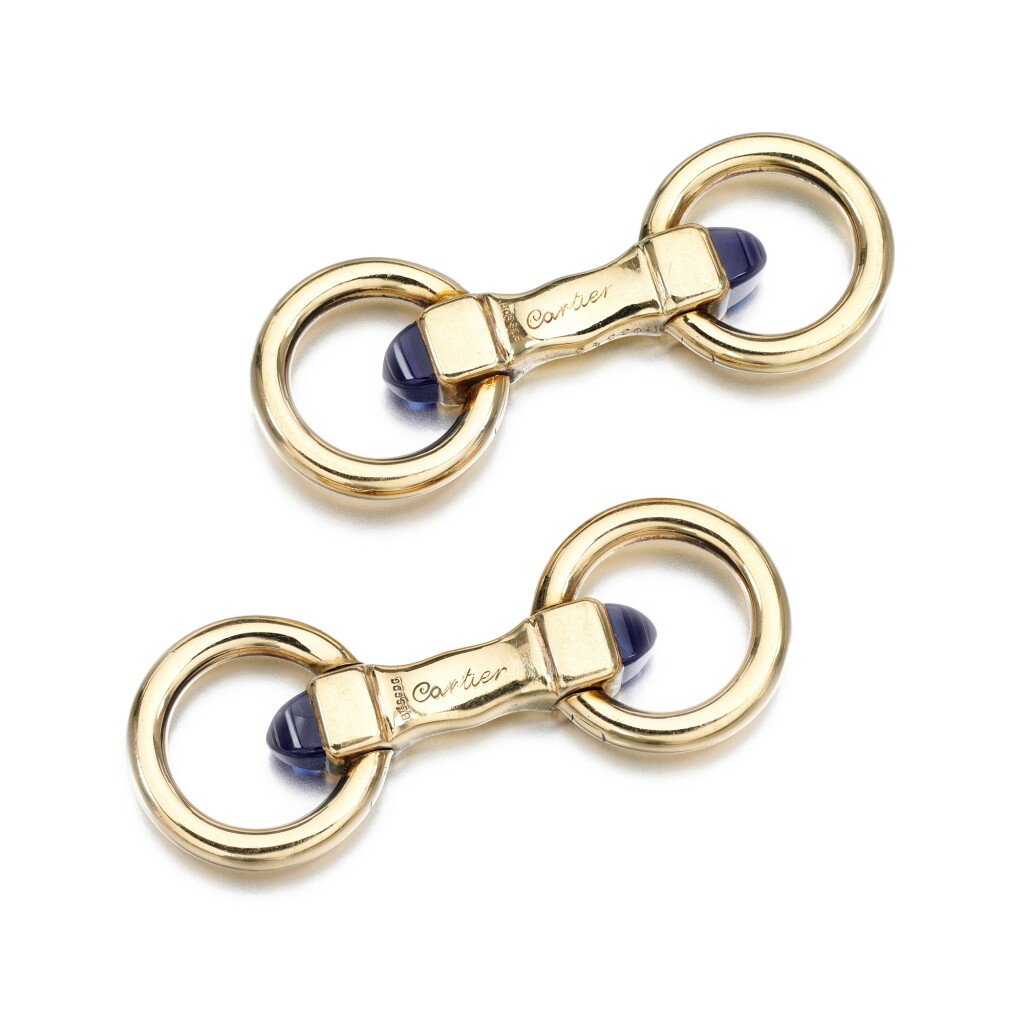 View full screen - View 1 of Lot 73. CARTIER | PAIR OF SAPPHIRE CUFFLINKS.