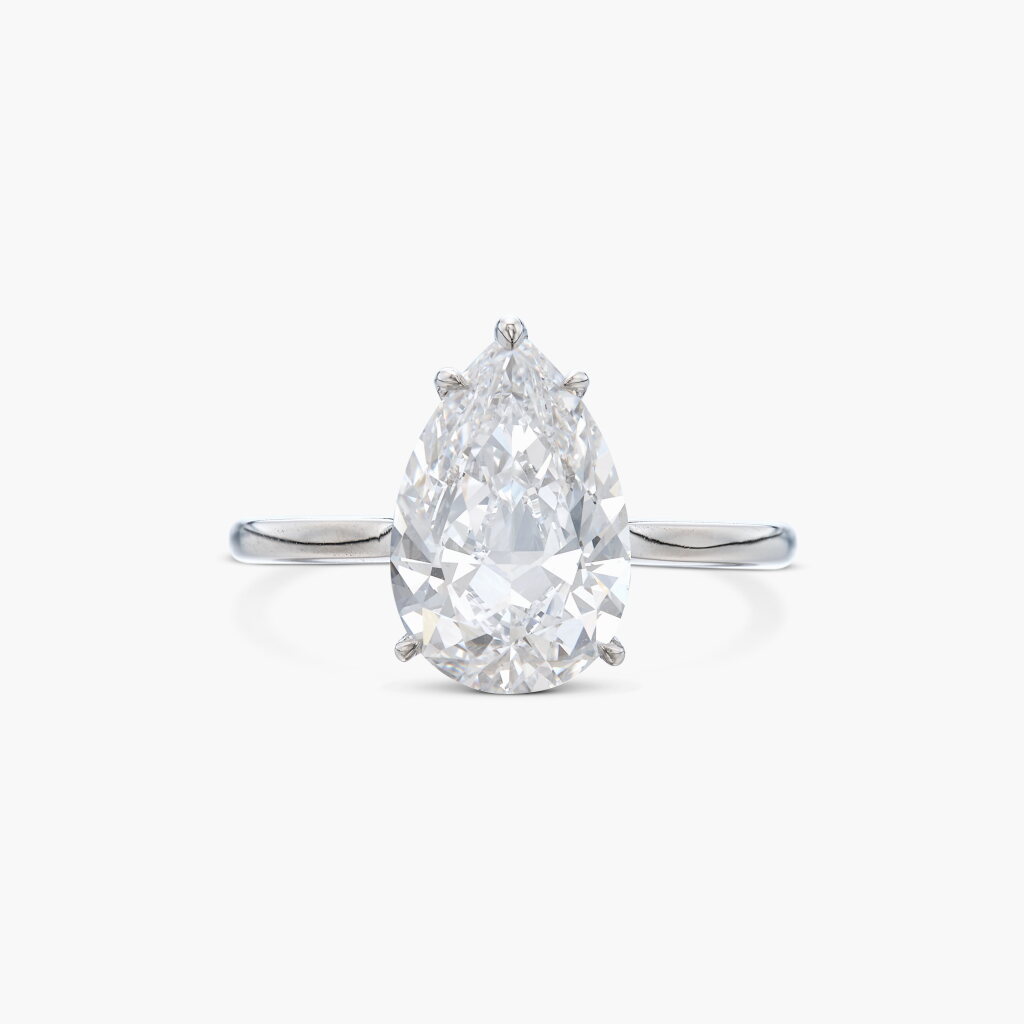 View full screen - View 1 of Lot 1666. Diamond Ring | 3.03克拉 D色 梨形 内部無瑕 鑽石 戒指.