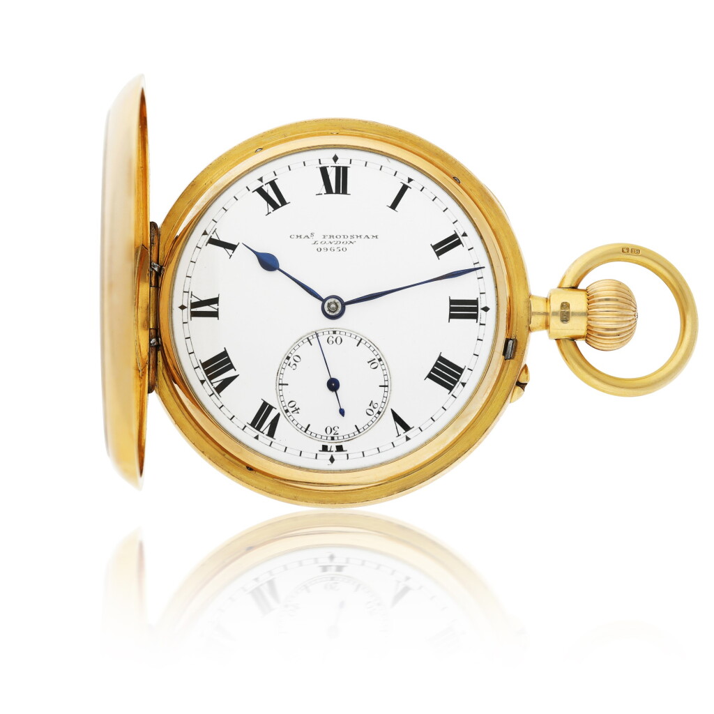 View full screen - View 1 of Lot 44. CHARLES FRODSHAM | A PINK GOLD HUNTING CASED WATCH CIRCA 1916.