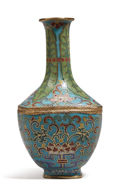 View full screen - View 1 of Lot 678. A small cloisonné enamel 'lotus' vase, Qing dynasty, Qianlong period.