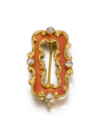 View full screen - View 1 of Lot 241. A Fabergé jewelled gold and enamel brooch, workmaster Oskar Pihl, Moscow, circa 1895.
