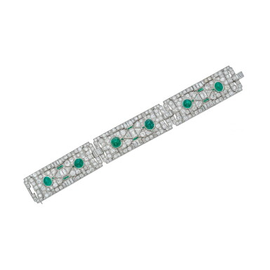 View full screen - View 1 of Lot 298. Emerald and Diamond Bracelet.
