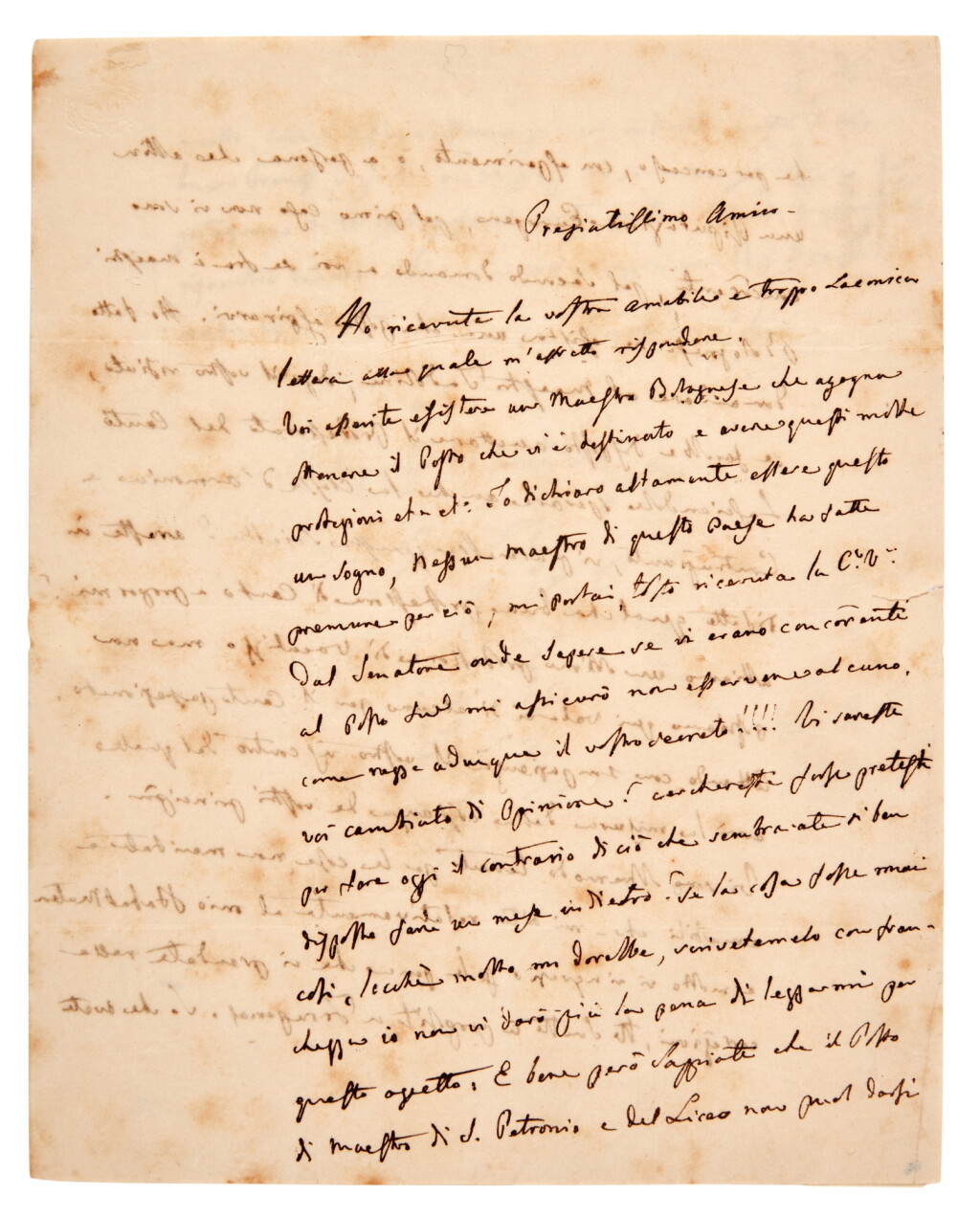 View full screen - View 1 of Lot 150. Gioachino Rossini | Autograph letter signed to Donizetti, 24 November 1841.