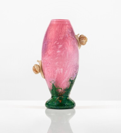 View full screen - View 1 of Lot 6. Pervenches et escargots vase, circa 1900.