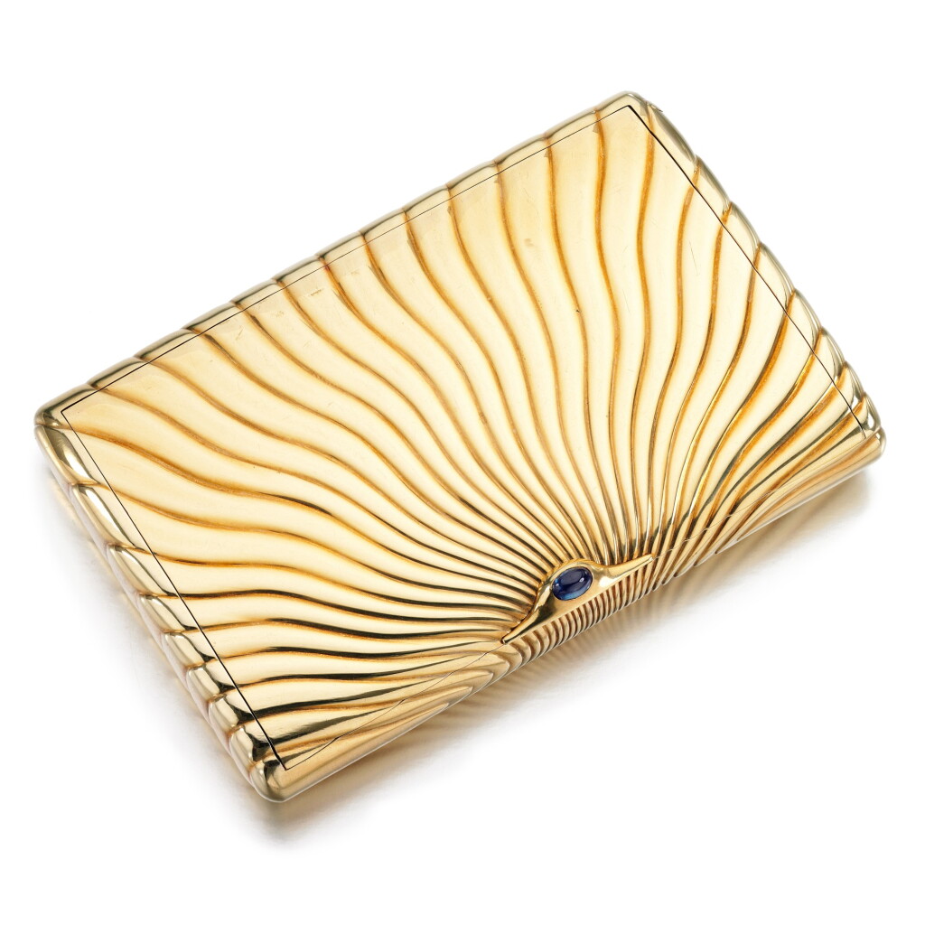 View full screen - View 1 of Lot 129. Sapphire cigarette case, 1940s.