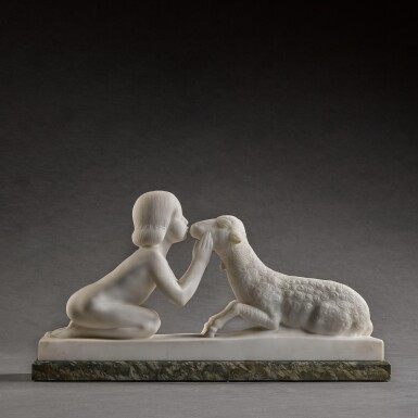 View full screen - View 1 of Lot 99. CHARLES RAPHAEL PEYRE | THE GIRL AND THE LAMB.