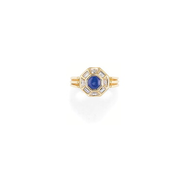 View full screen - View 1 of Lot 156. BAGUE SAPHIR ET DIAMANTS, MELLERIO, 1992 | SAPPHIRE AND DIAMOND RING, MELLERIO, 1992.