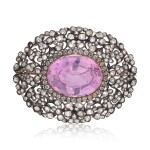Fine Imperial Topaz and Diamond Brooch