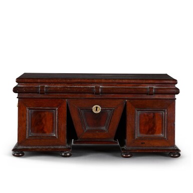 View full screen - View 1 of Lot 4. A WILLIAM IV MAHOGANY TEA CADDY IN THE FORM OF A SIDEBOARD, SECOND QUARTER 19TH CENTURY.